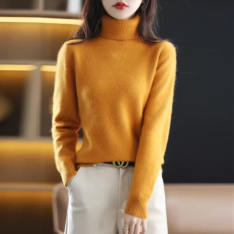 Cashmere Turtleneck Sweater Womens Pure Cashmere Fitted Knit