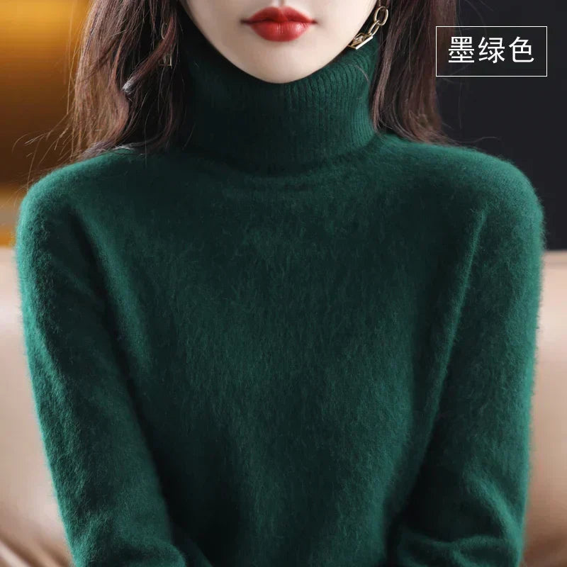 Cashmere Turtleneck Sweater Womens Pure Cashmere Fitted Knit