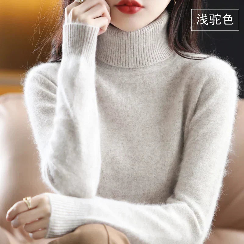 Cashmere Turtleneck Sweater Womens Pure Cashmere Fitted Knit