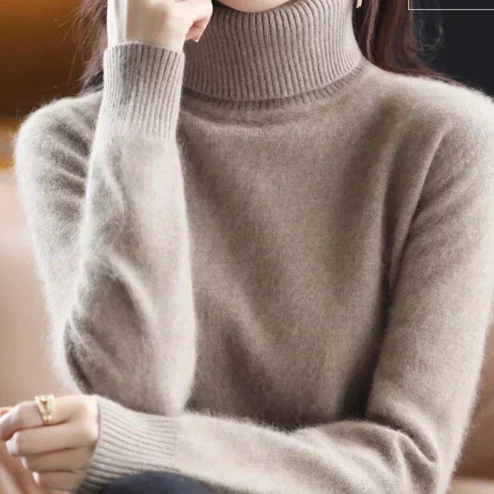 Cashmere Turtleneck Sweater Womens Pure Cashmere Fitted Knit