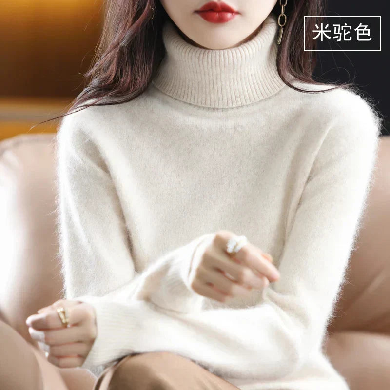 Cashmere Turtleneck Sweater Womens Pure Cashmere Fitted Knit