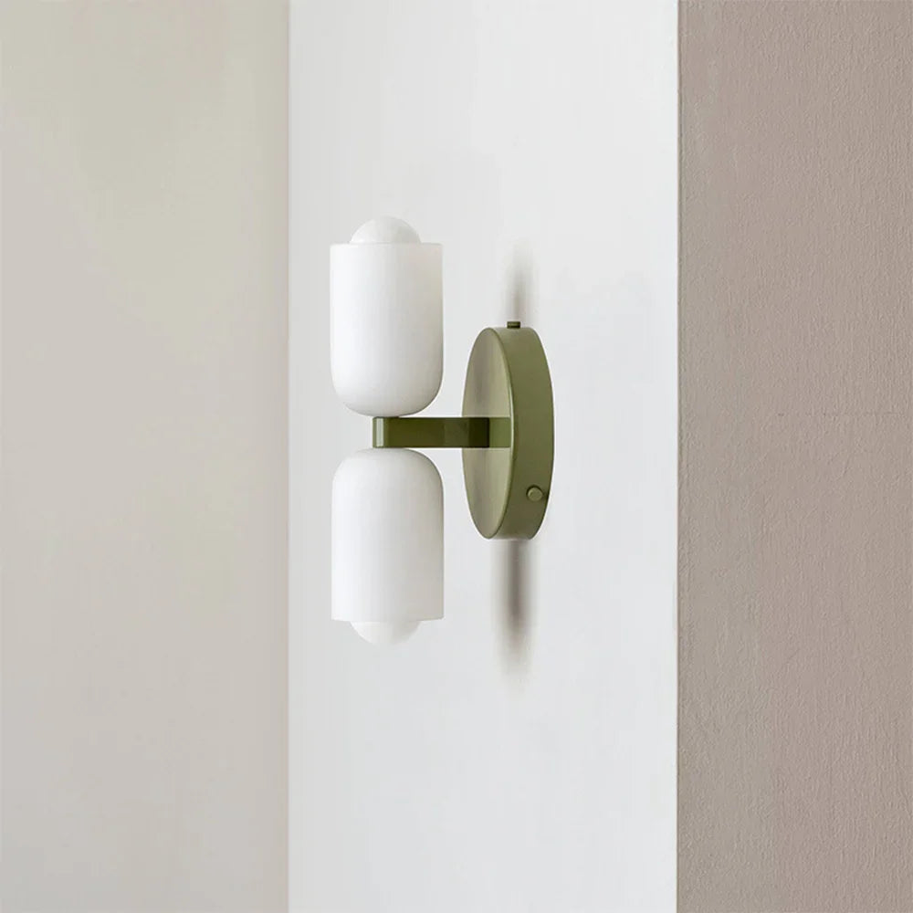 Up and Down Wall Sconce with 2 Opal Shades, Bulbs Included