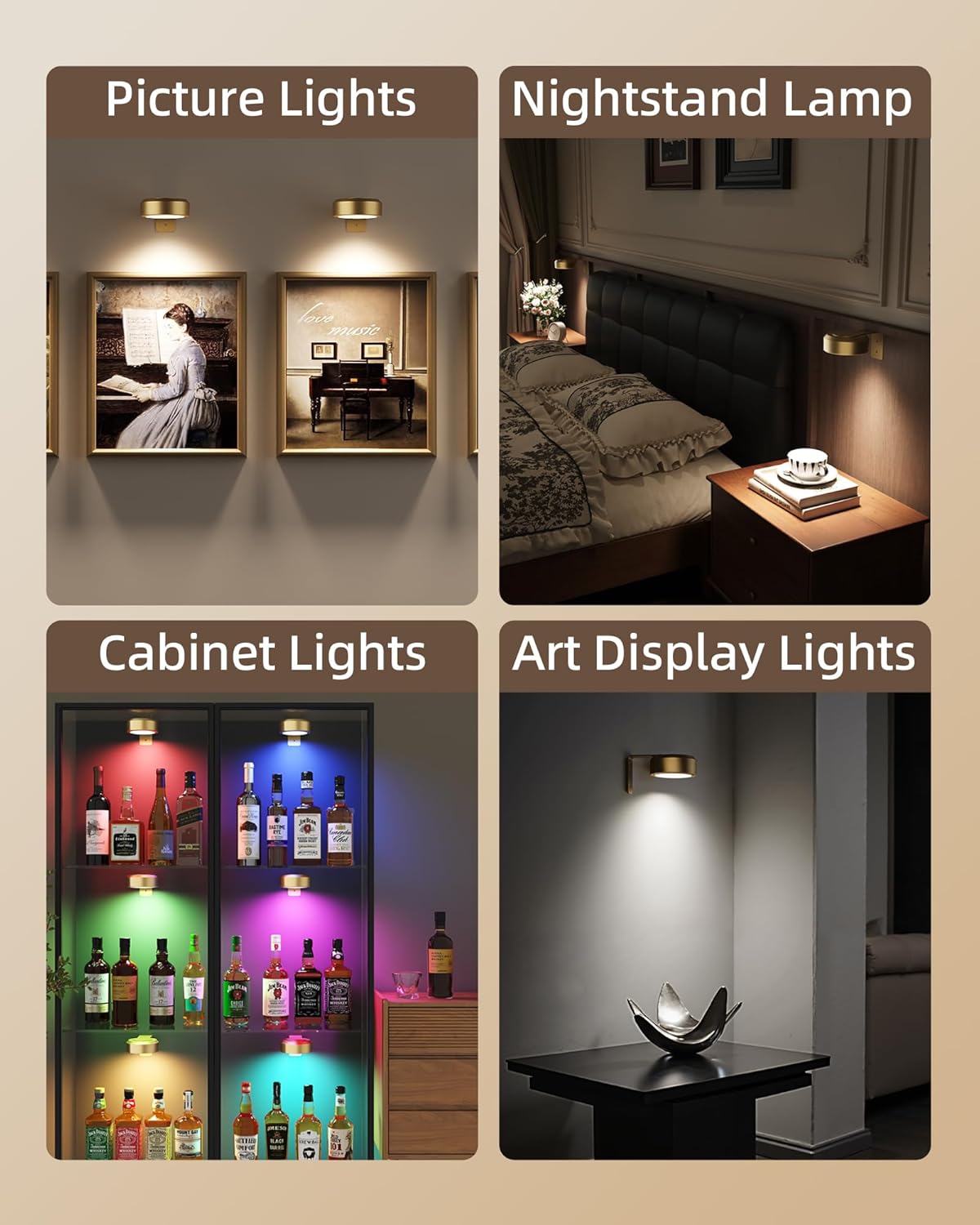 Picture Light Battery Operated Rechargeable Dimmable with Remote for Wall Art