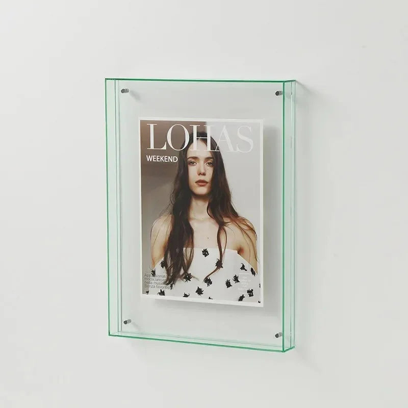 Acrylic Block Picture Frame Freestanding Floating Photo Display