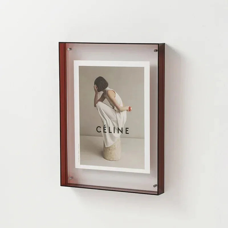 Acrylic Block Picture Frame Freestanding Floating Photo Display