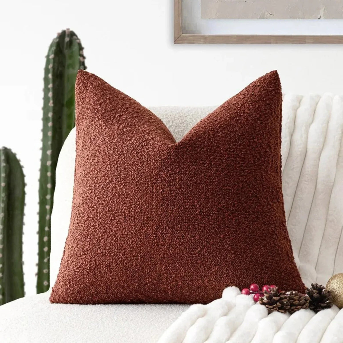 Boucle Throw Pillow Cover with Nubby Loop Texture