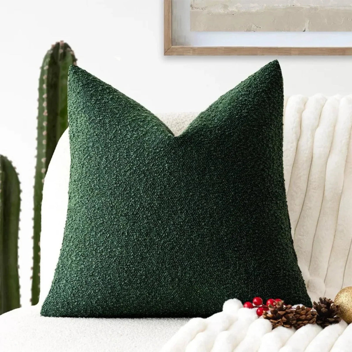 Boucle Throw Pillow Cover with Nubby Loop Texture