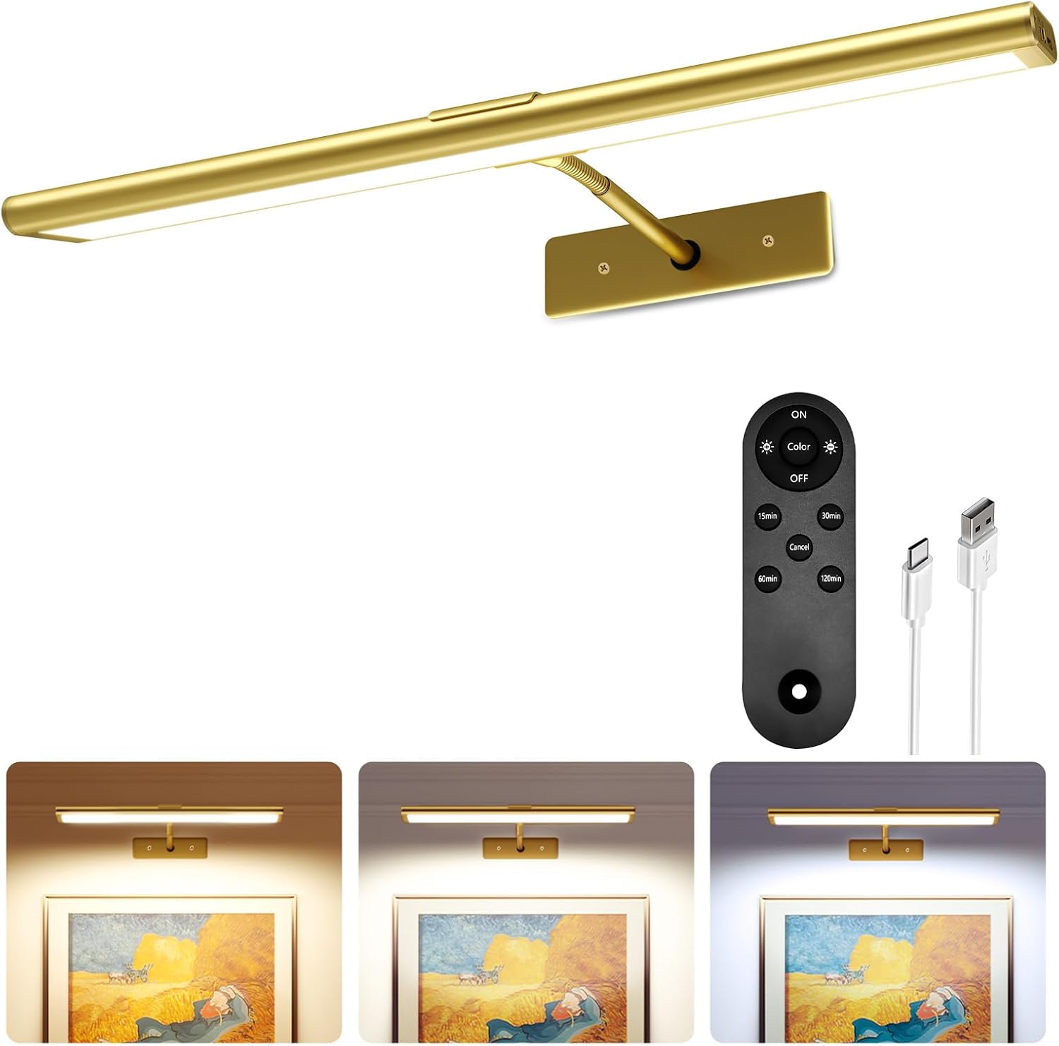 Picture Light Rechargeable Magnetic Mount High CRI for Artwork and Photos