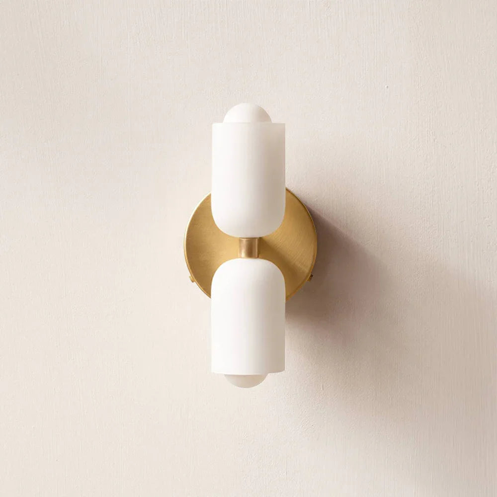 Up and Down Wall Sconce with 2 Opal Shades, Bulbs Included