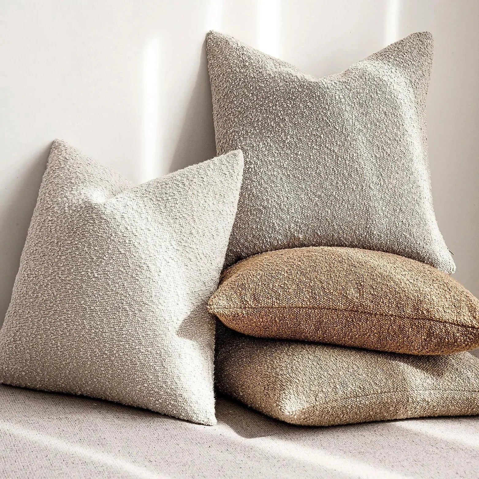 Boucle Throw Pillow Cover with Nubby Loop Texture