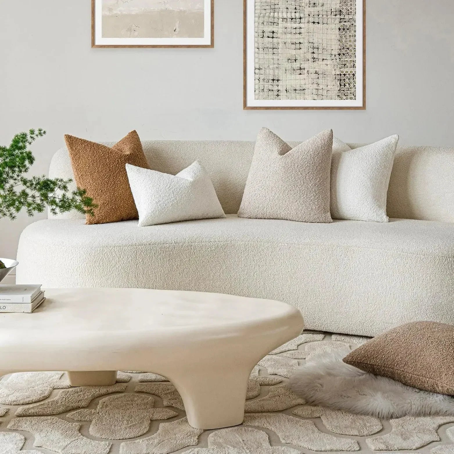 Boucle Throw Pillow Cover with Nubby Loop Texture