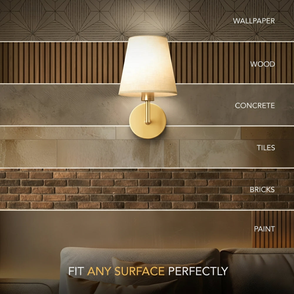 Cordless Wall Sconces Set of 2 Fabric Shade Dimmable with Remote No Wiring