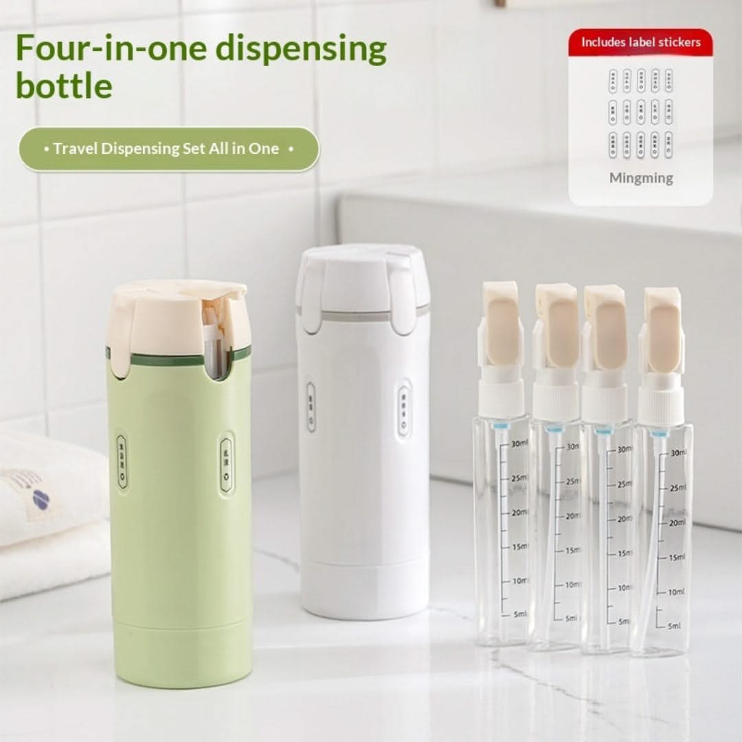 Travel Dispensing Bottle 4 Compartment Toiletry Container