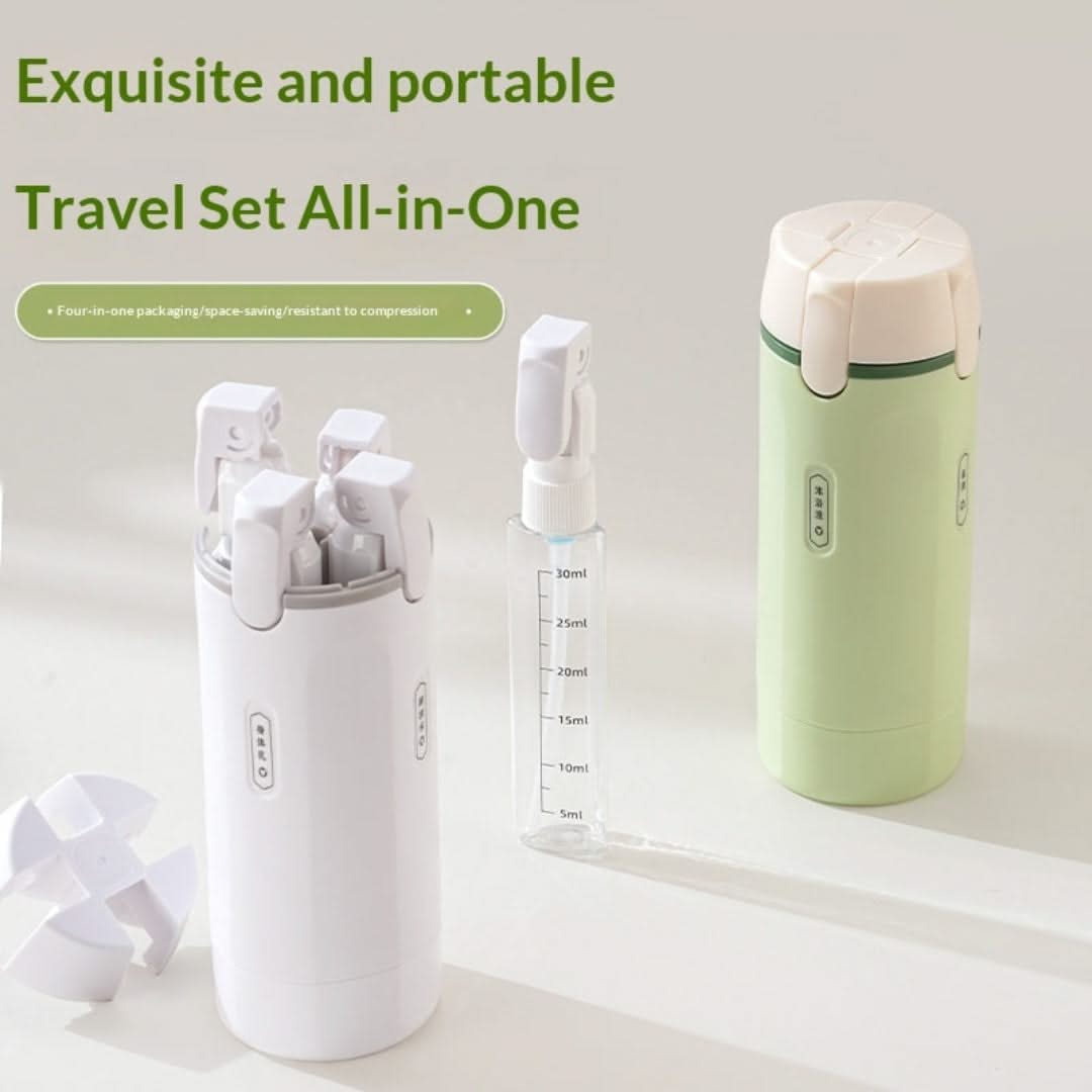 Travel Dispensing Bottle 4 Compartment Toiletry Container