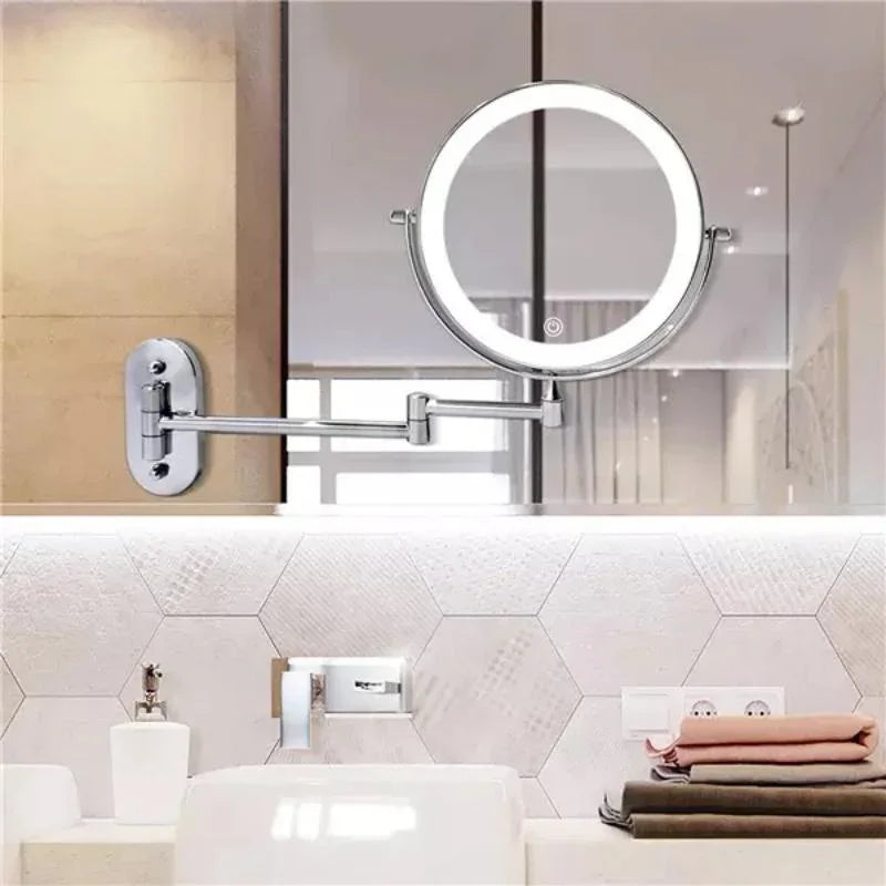 Wall Mounted Lighted Makeup Mirror Rechargeable LED Magnifying