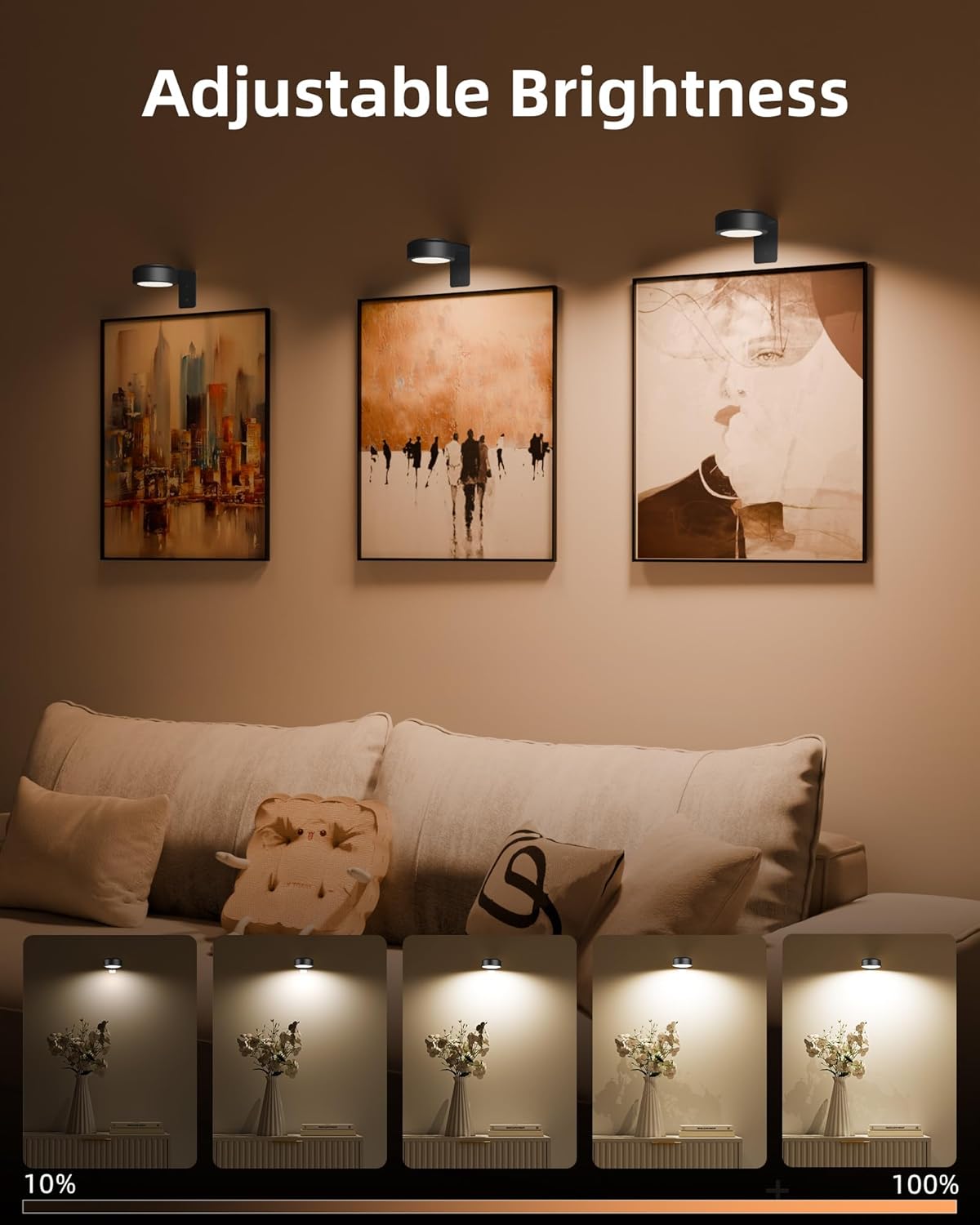 Picture Light Battery Operated Rechargeable Dimmable with Remote for Wall Art