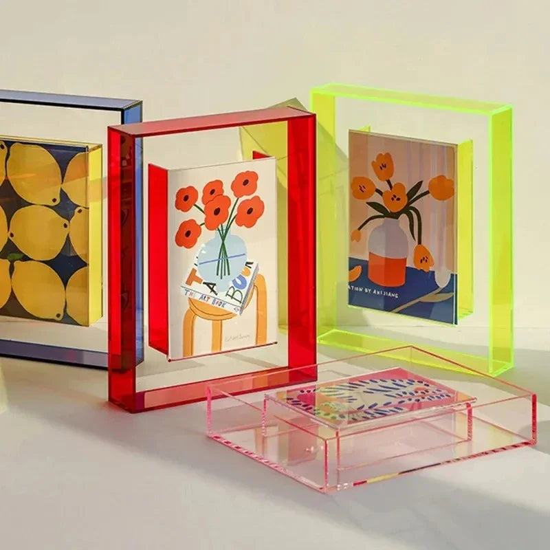 Acrylic Block Picture Frame Freestanding Floating Photo Display