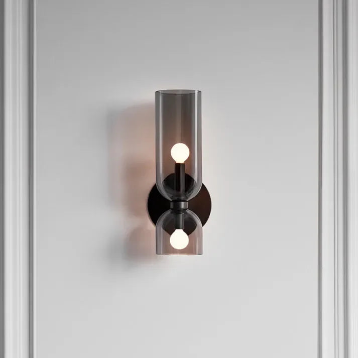 Two Light Wall Sconce Up and Down Glass Shades