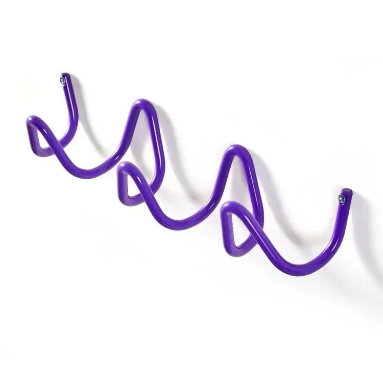 Squiggle Wall Hook Rack in Wrought Iron for Coats and Towels