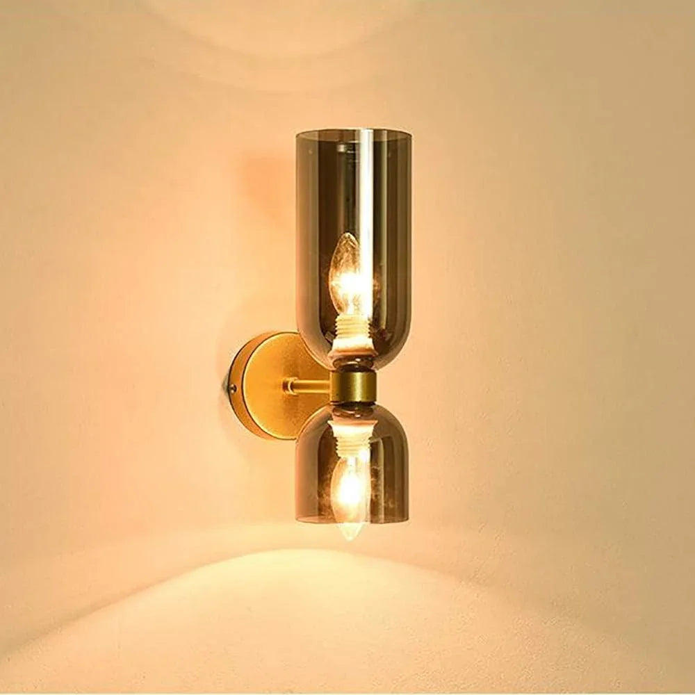 Two Light Wall Sconce Up and Down Glass Shades