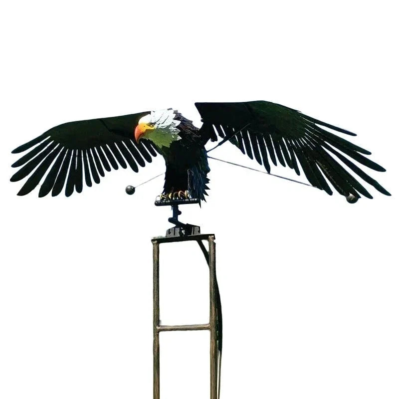 Kinetic Garden Stake Metal Bird with Flapping Wings