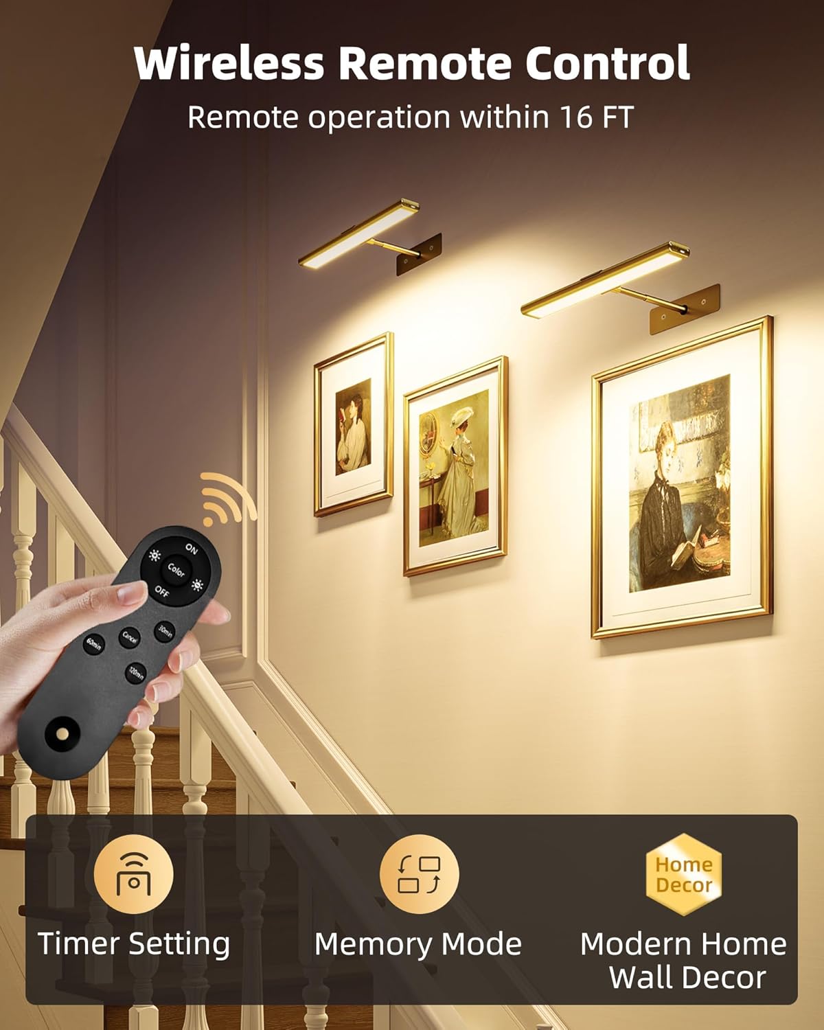 Picture Light Rechargeable Magnetic Mount High CRI for Artwork and Photos