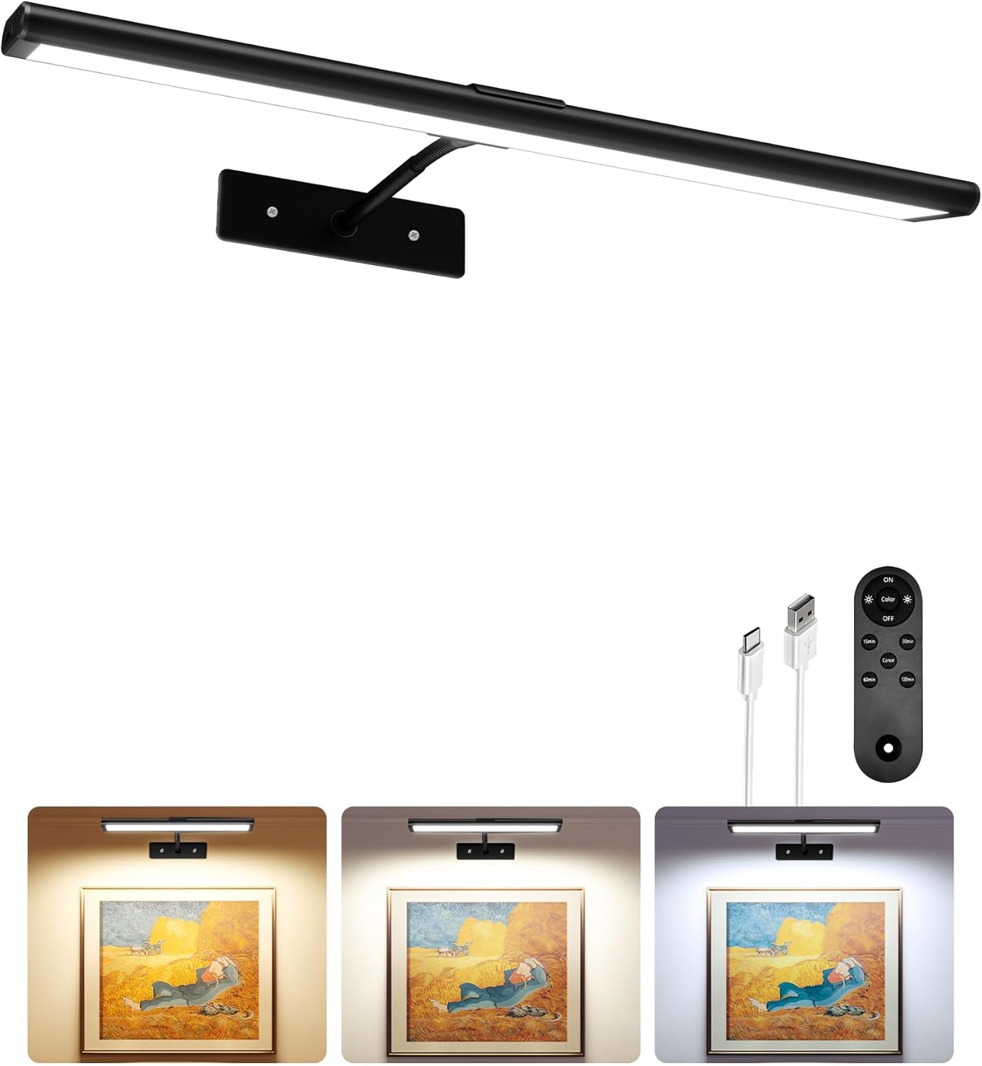 Picture Light Rechargeable Magnetic Mount High CRI for Artwork and Photos