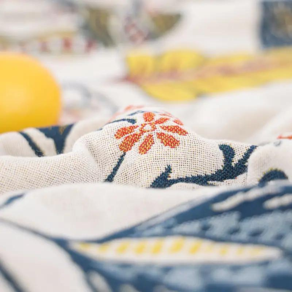 Jacquard Throw Blanket Reversible Cotton Floral Fringed
