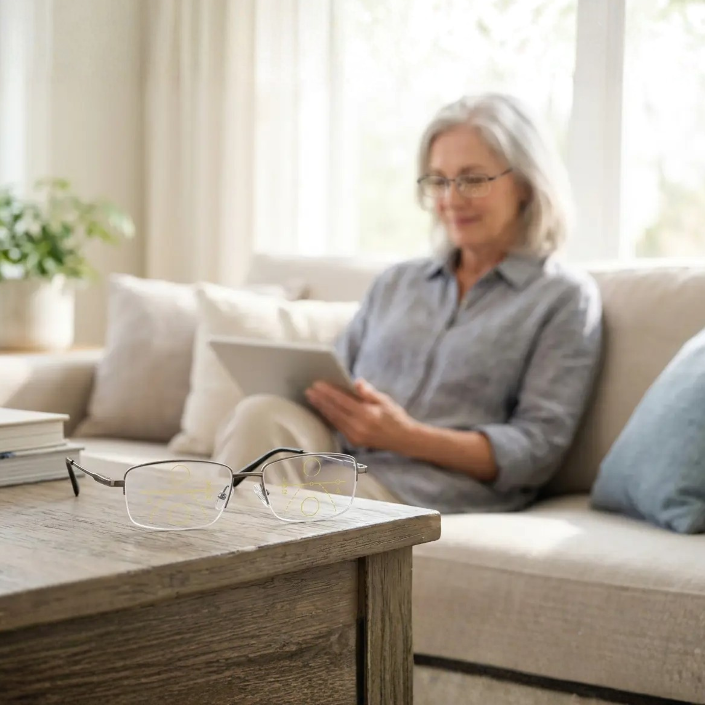 Progressive Reading Glasses Multifocal Lightweight Frame for Near and Mid Range