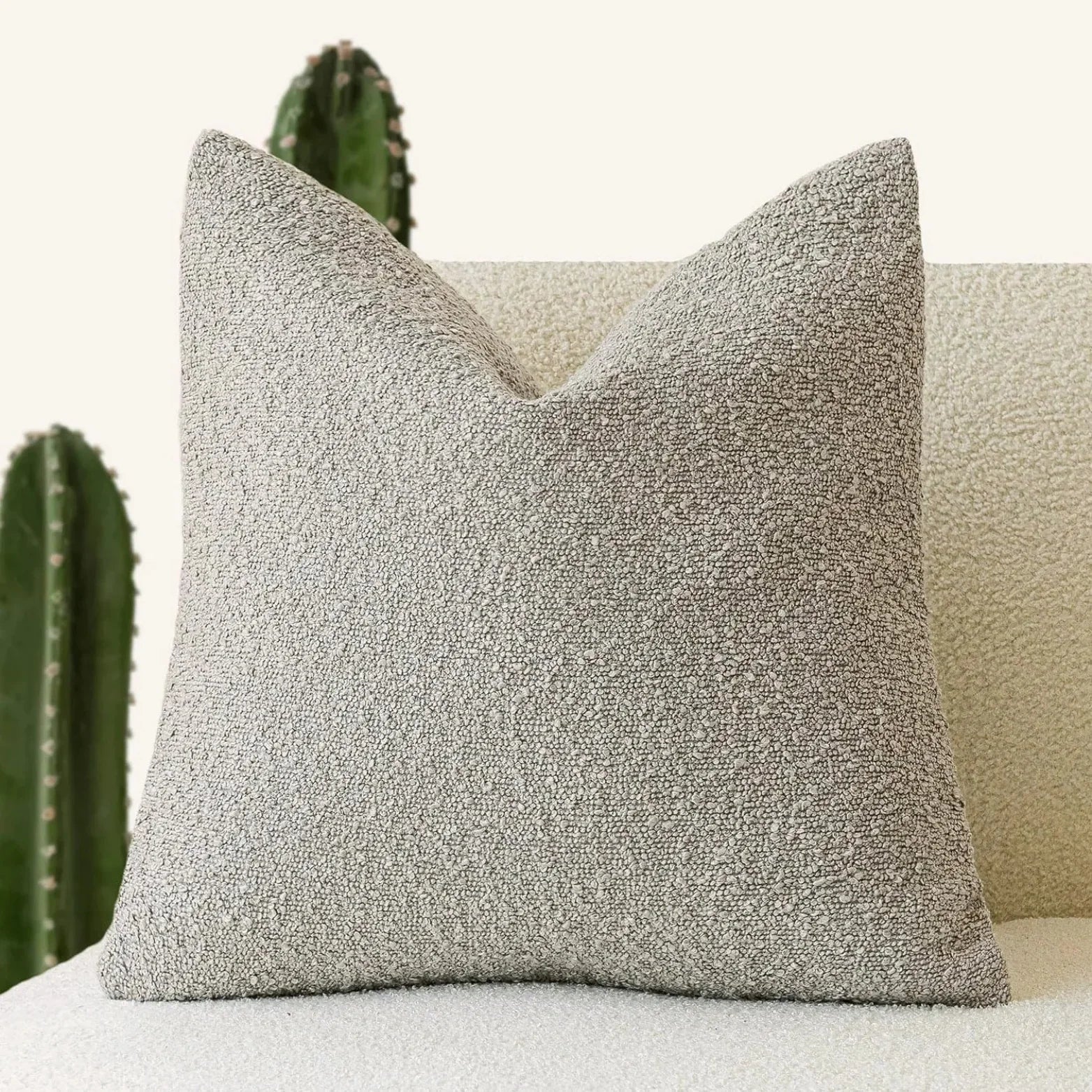 Boucle Throw Pillow Cover with Nubby Loop Texture