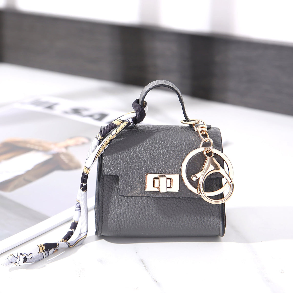 Mini Purse Keychain Bag Charm with Twist Lock Pouch