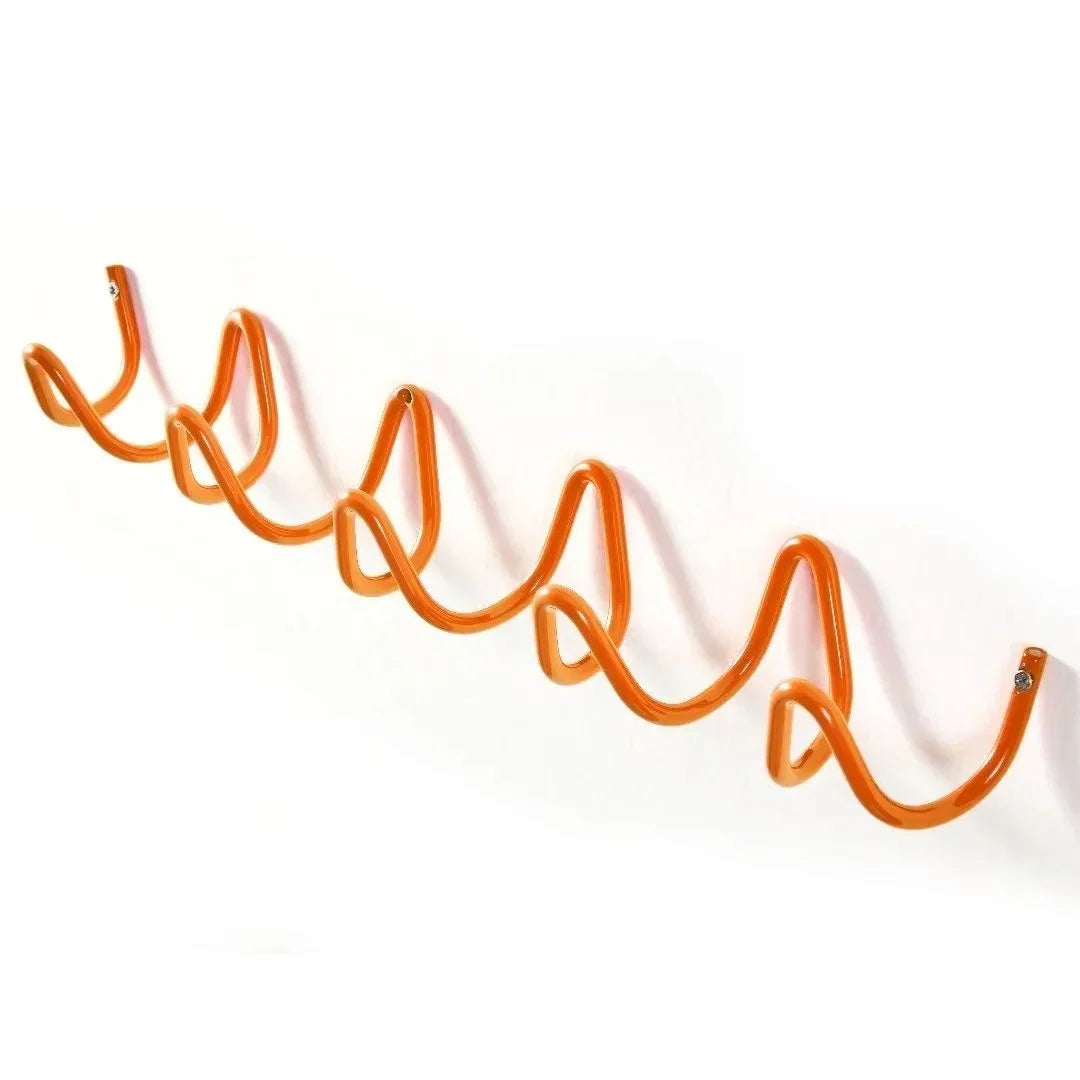 Squiggle Wall Hook Rack in Wrought Iron for Coats and Towels