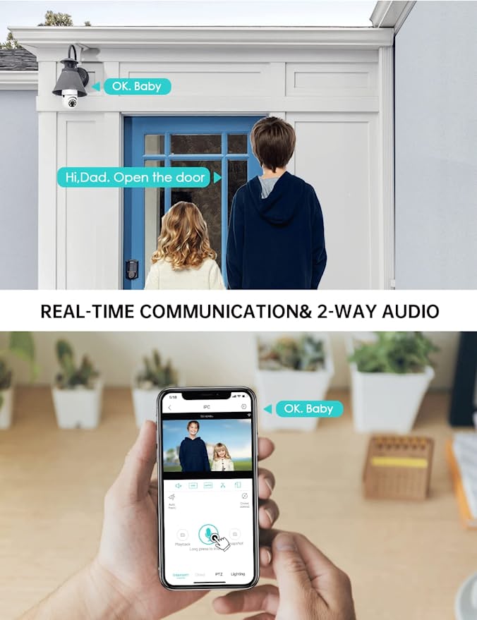 Light Bulb Security Camera 1080P WiFi 360 Pan Two-Way Audio