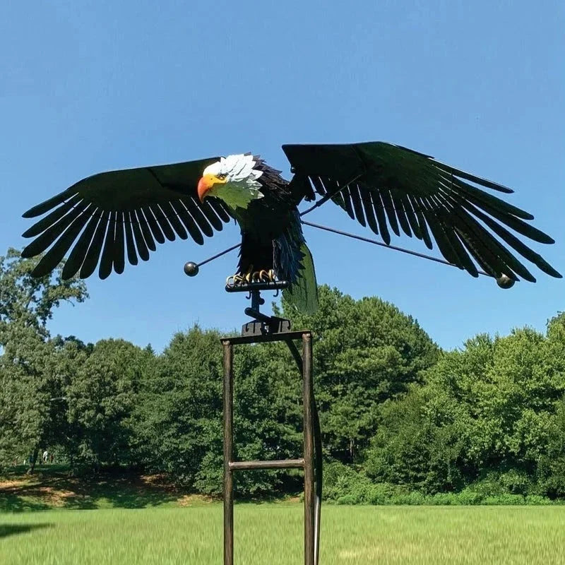 Kinetic Garden Stake Metal Bird with Flapping Wings