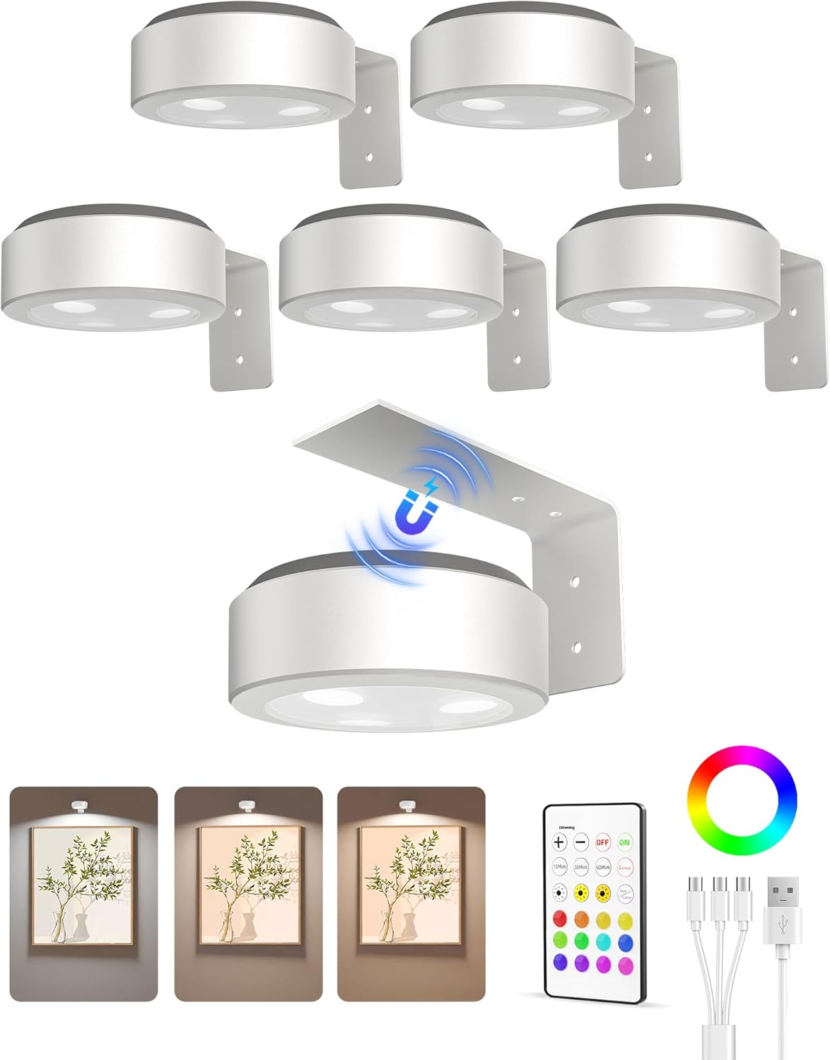 Picture Light Battery Operated Rechargeable Dimmable with Remote for Wall Art