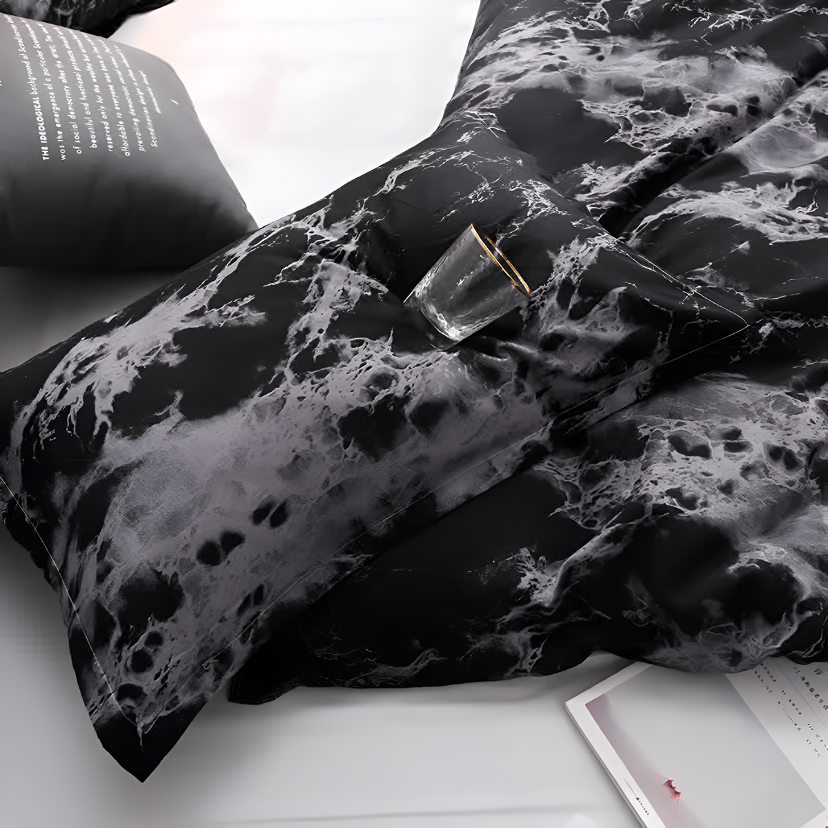 Marble Print Duvet Cover Set 3 Piece Microfiber