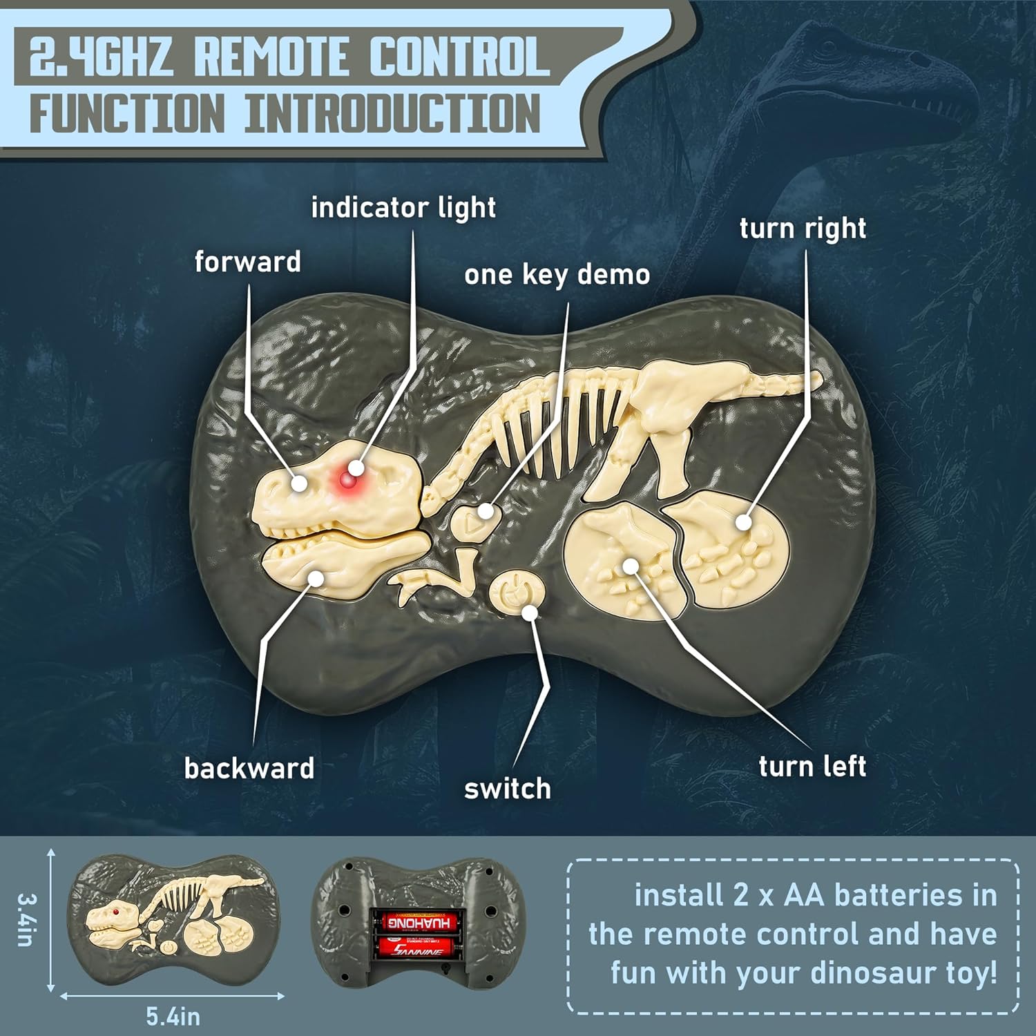 Remote Control Dinosaur Toy Velociraptor with Lights and Sounds