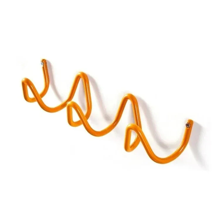 Squiggle Wall Hook Rack in Wrought Iron for Coats and Towels