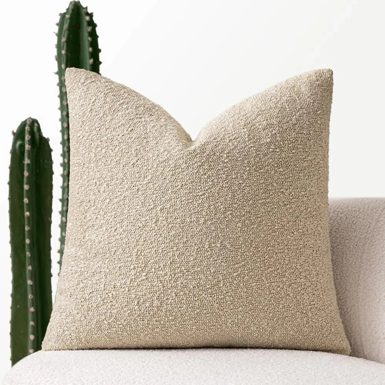 Boucle Throw Pillow Cover with Nubby Loop Texture