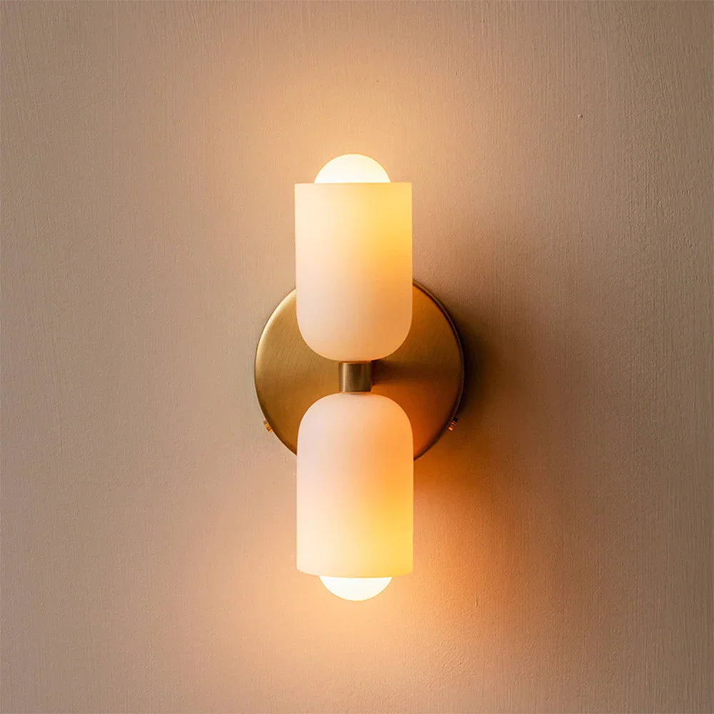 Up and Down Wall Sconce with 2 Opal Shades, Bulbs Included