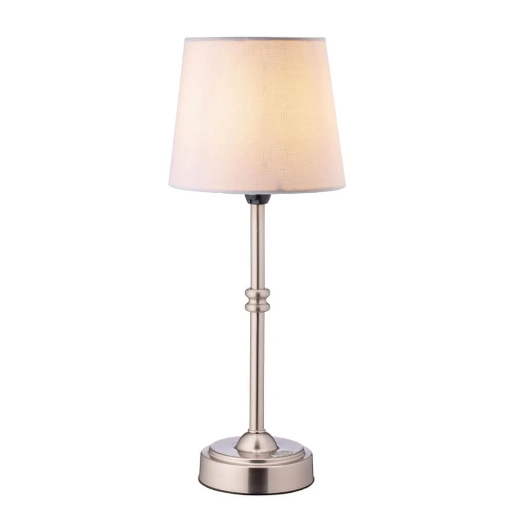 Cordless Table Lamp Fabric Shade Retro Rechargeable Dimmable for Bedside