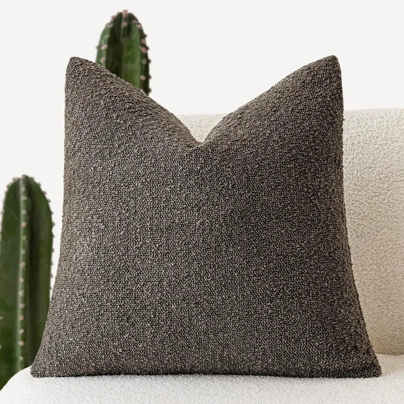 Boucle Throw Pillow Cover with Nubby Loop Texture