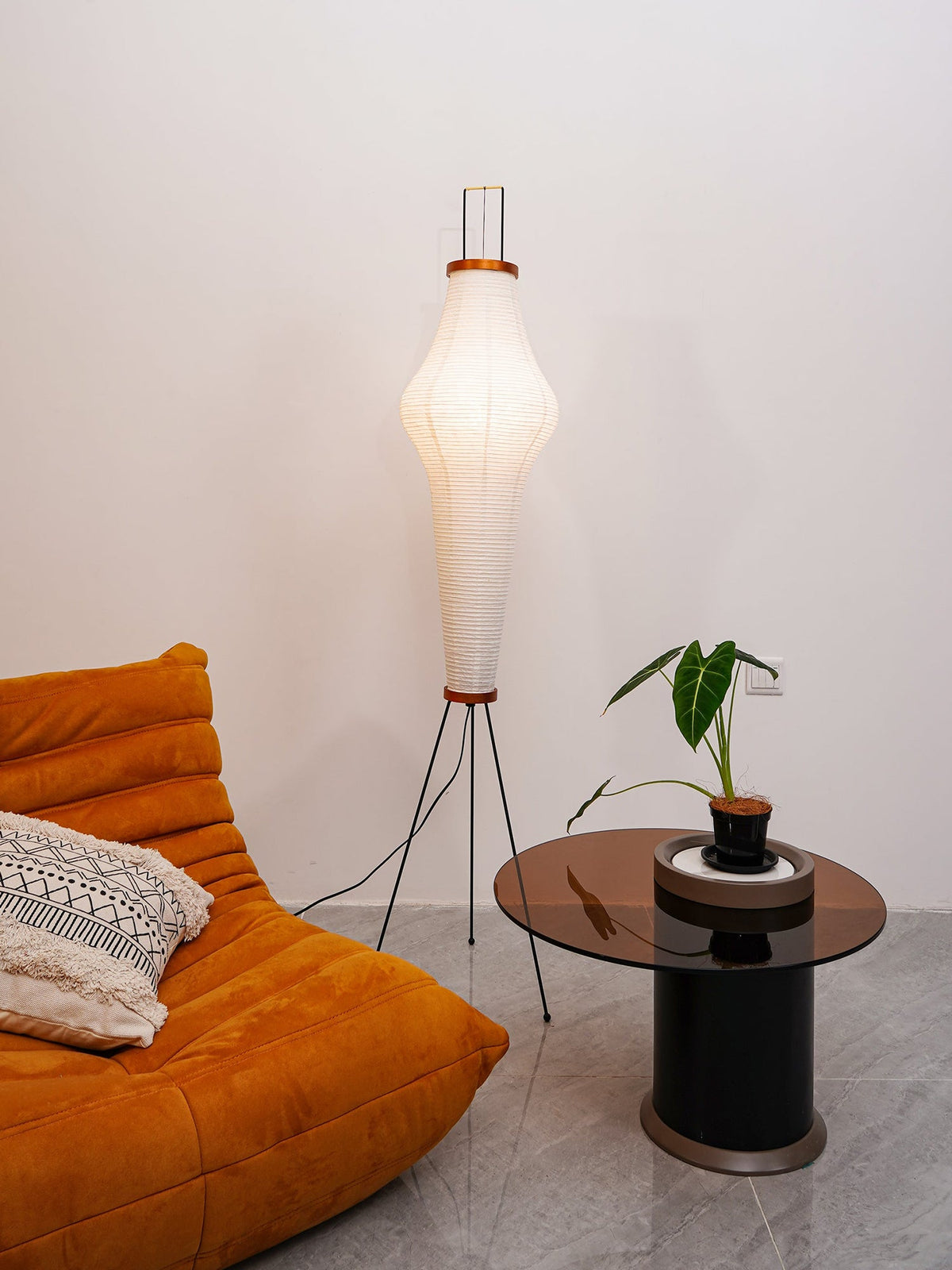 Washi Paper Floor Lamp Mulberry Paper Shade Standing Light Living Room