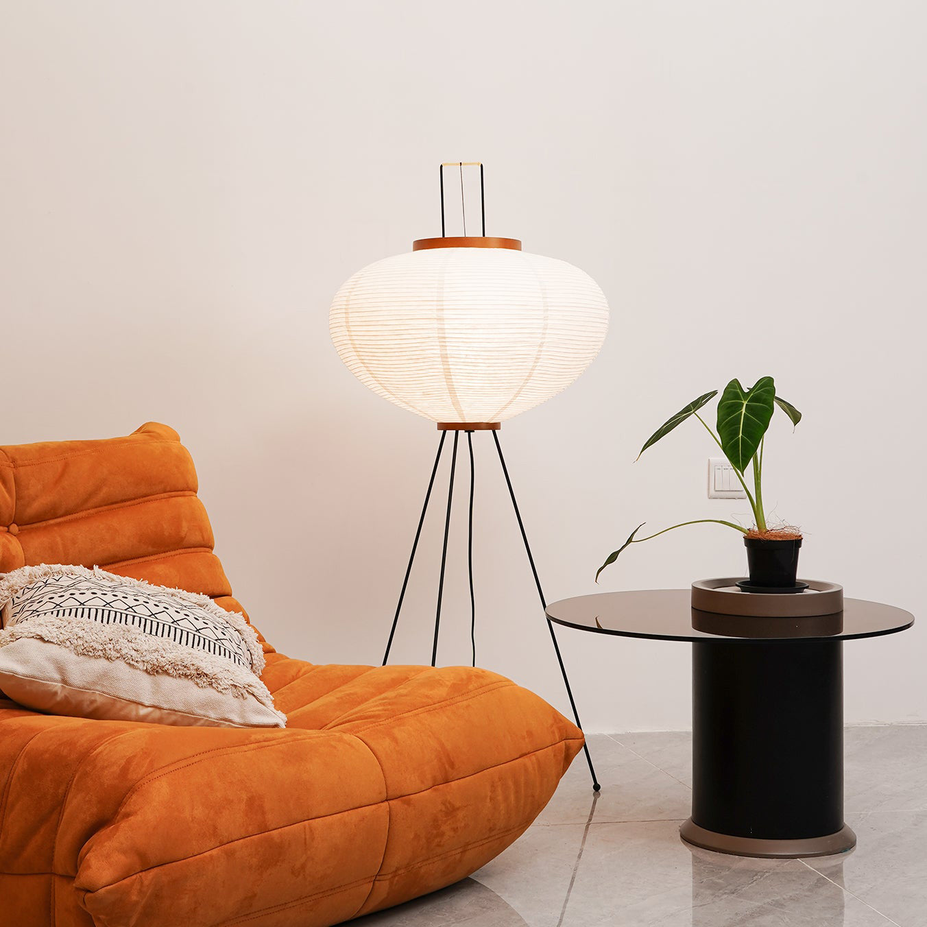 Washi Paper Floor Lamp Mulberry Paper Shade Standing Light Living Room