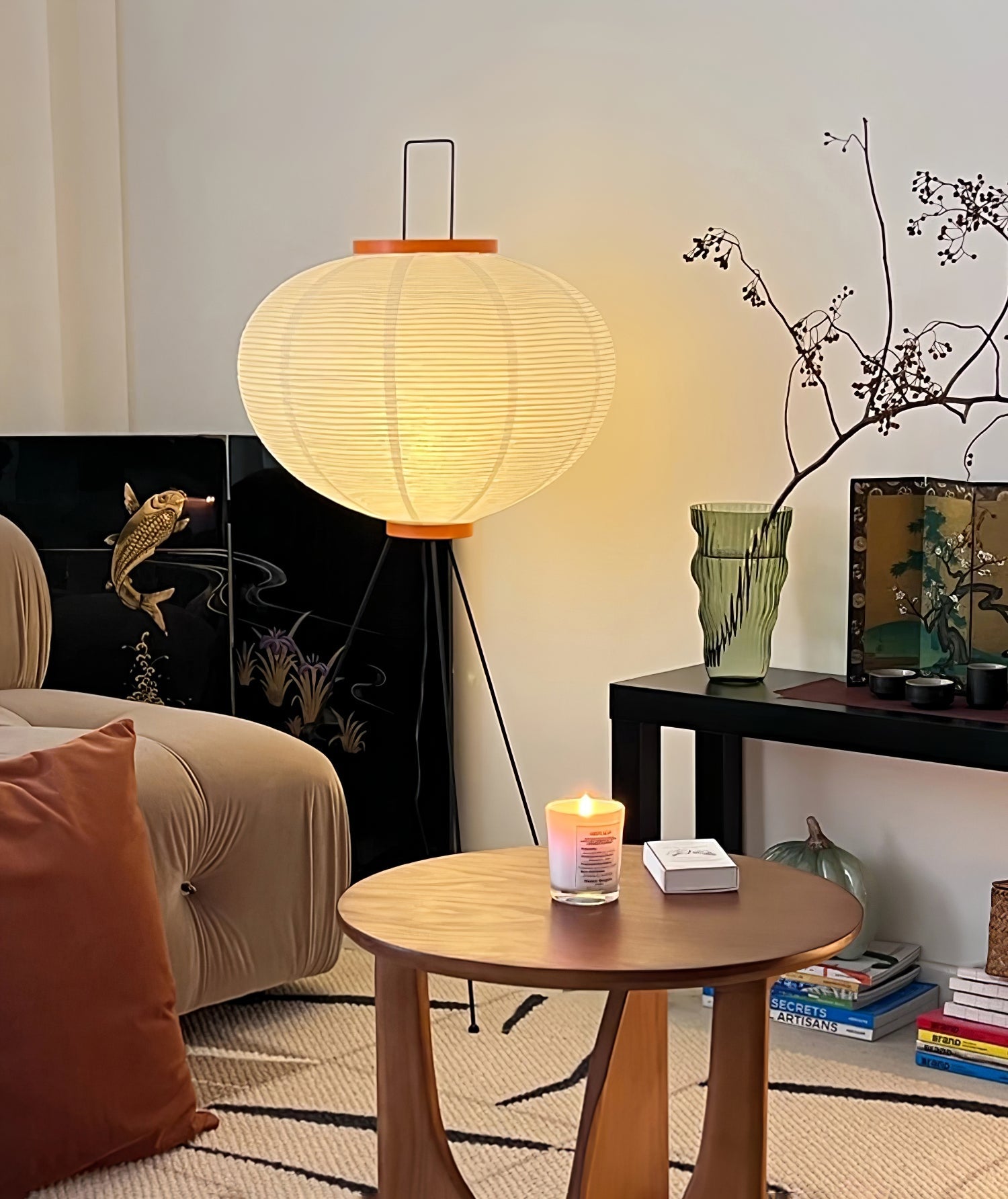 Washi Paper Floor Lamp Mulberry Paper Shade Standing Light Living Room