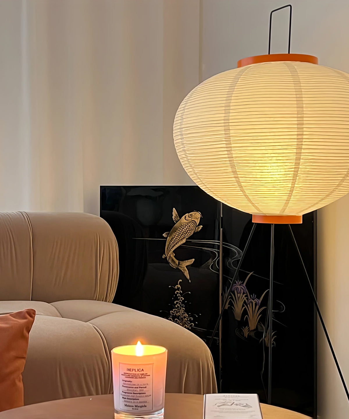Washi Paper Floor Lamp Mulberry Paper Shade Standing Light Living Room