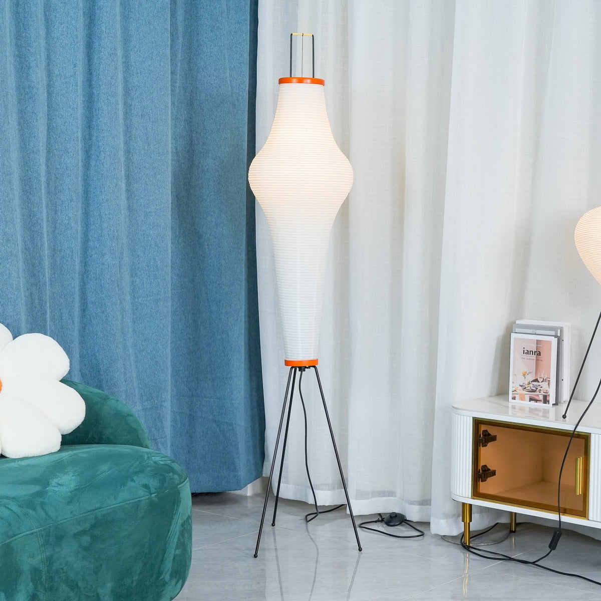 Washi Paper Floor Lamp Mulberry Paper Shade Standing Light Living Room