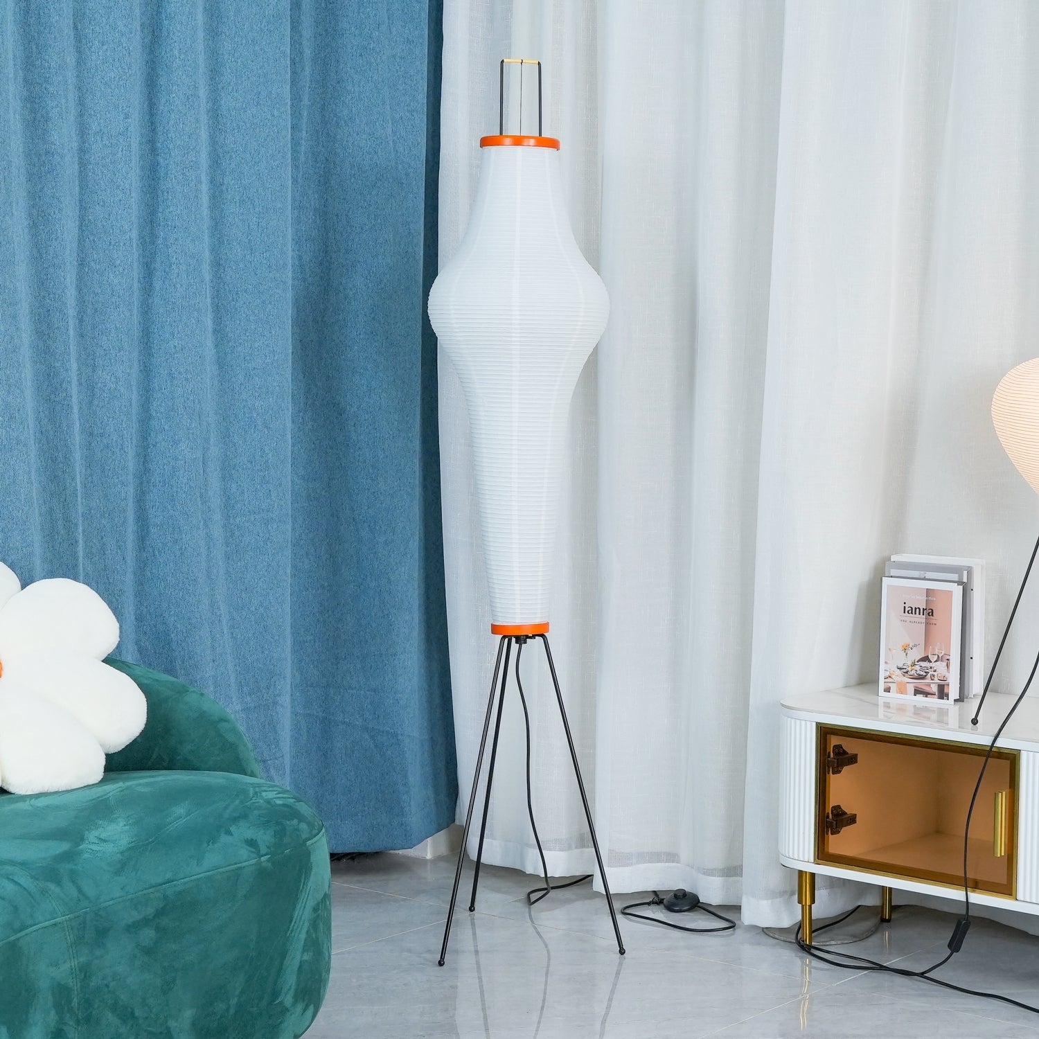 Washi Paper Floor Lamp Mulberry Paper Shade Standing Light Living Room