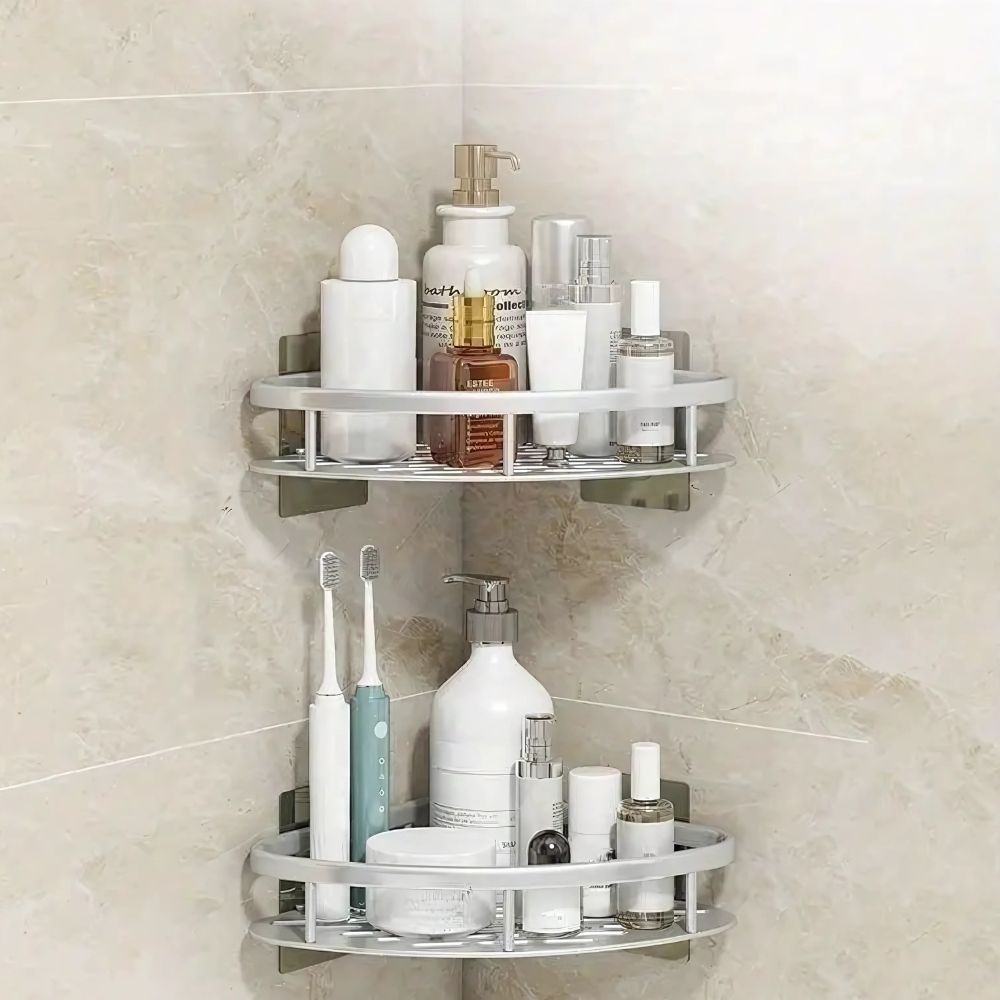 Aluminum Shower Caddy Adhesive Wall Shelf with Hook