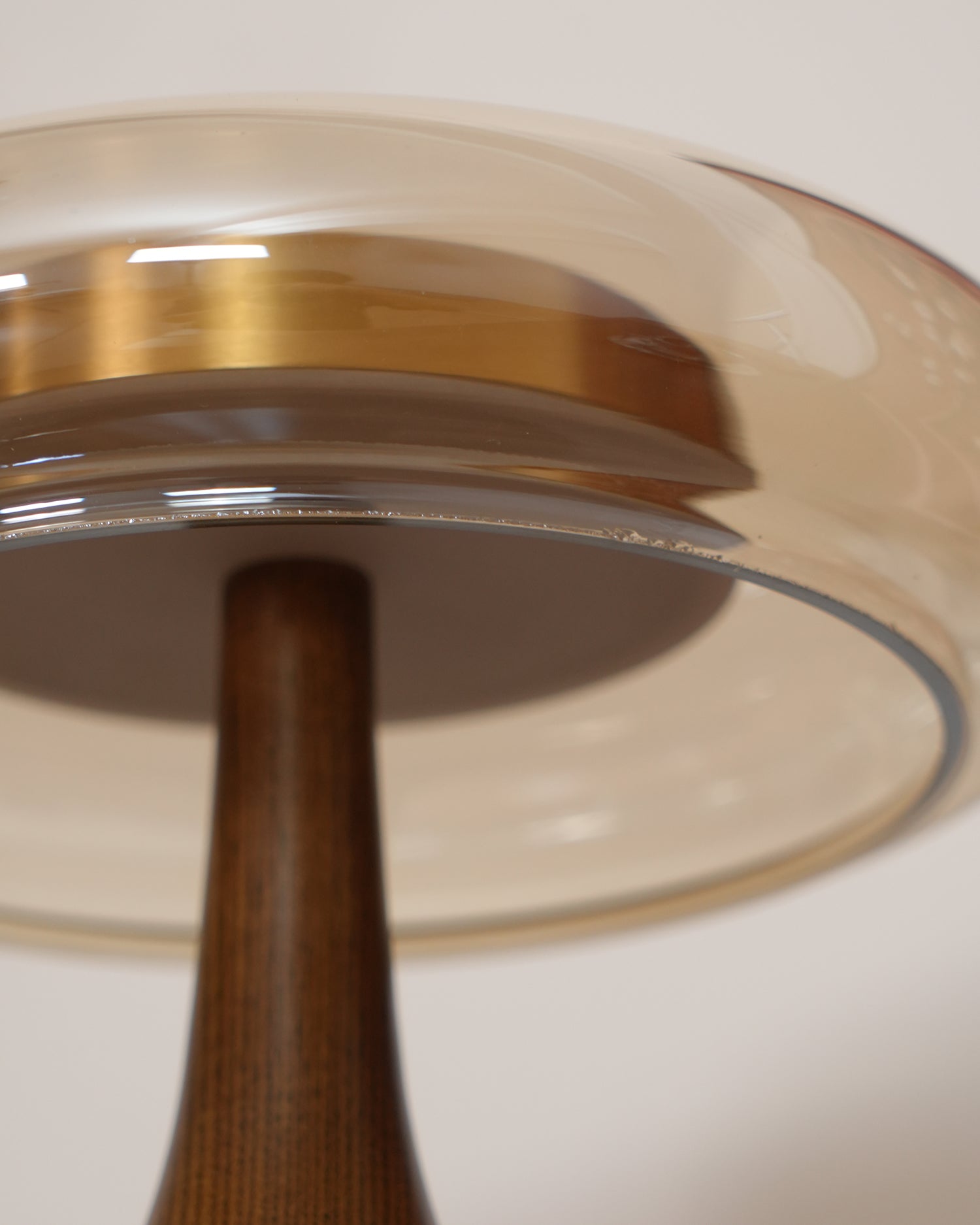 Glass Table Lamp Brass and Wood Base Three Color Temperatures Bedside